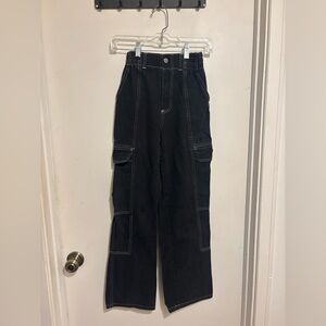RSQ Black Cargo Pants with White Accents